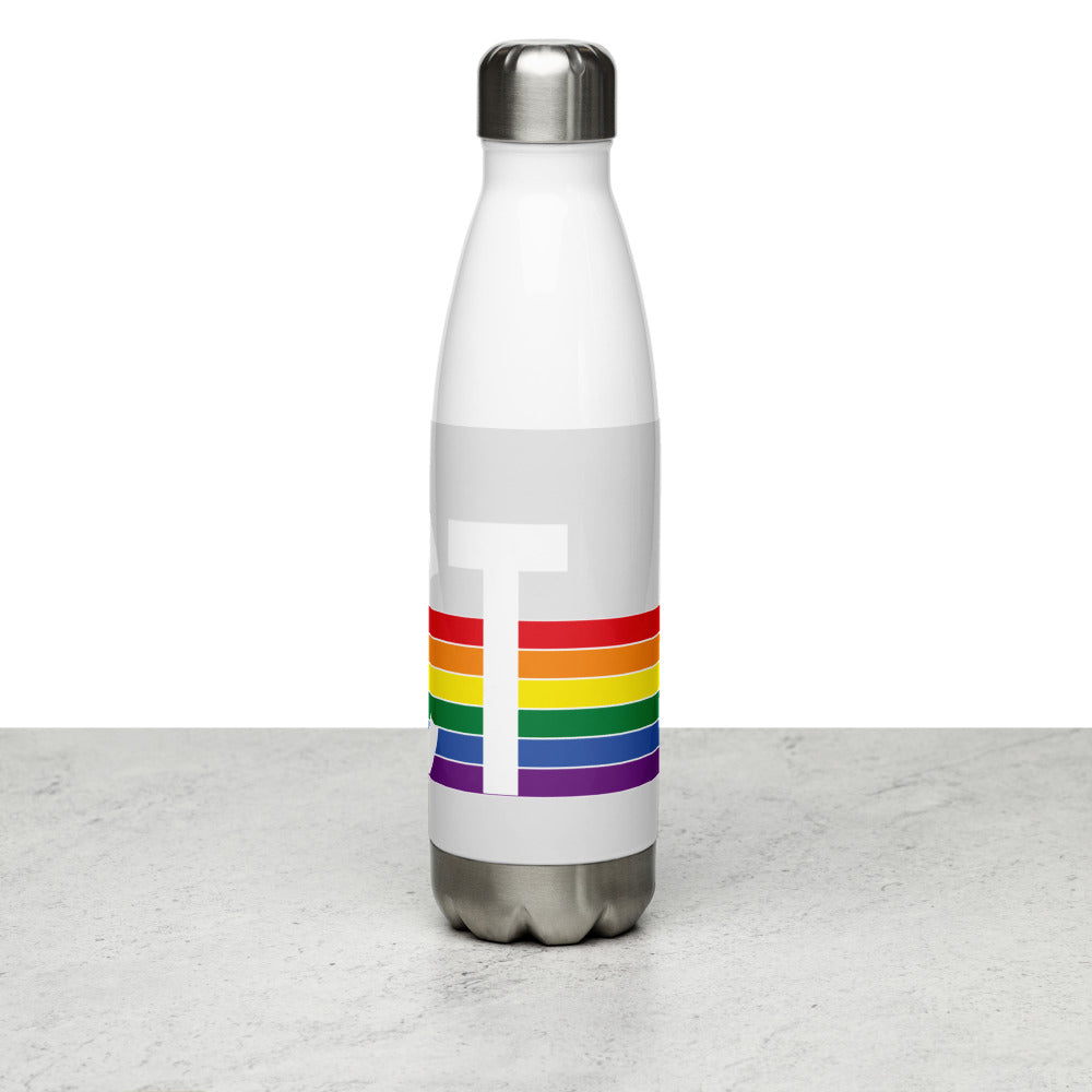 Connecticut Retro Pride Rainbow Stainless Steel Water Bottle