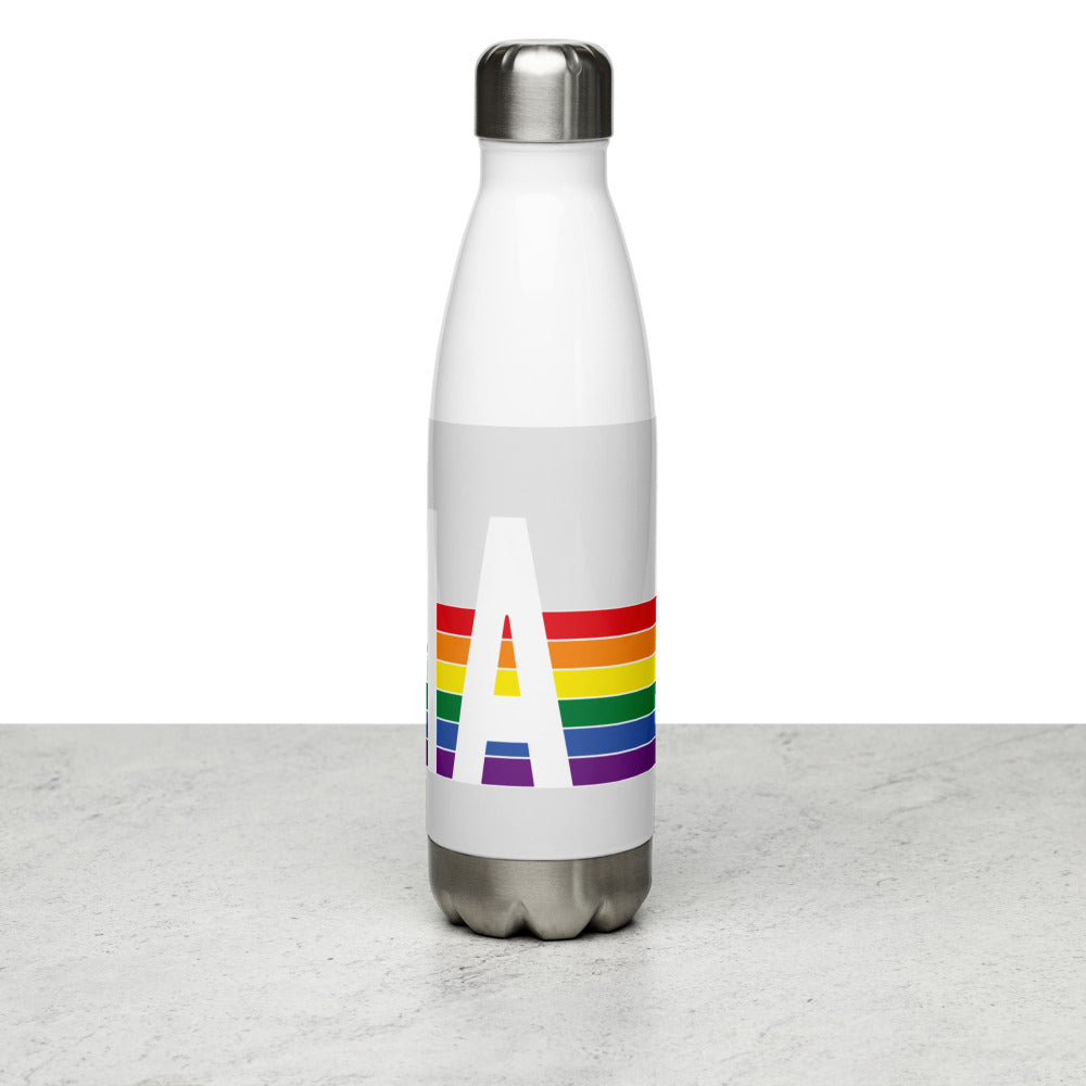 Massachusetts Retro Pride Rainbow Stainless Steel Water Bottle