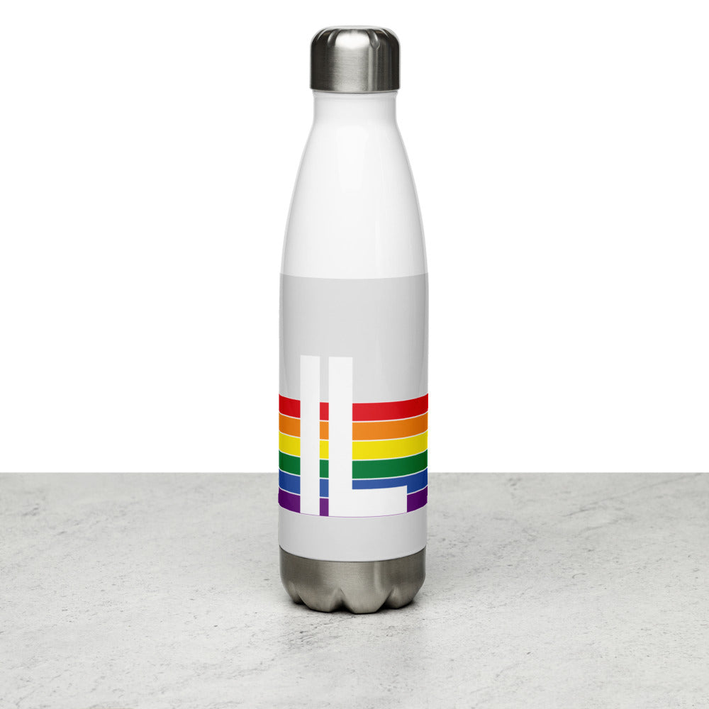 Illinois Retro Pride Rainbow Stainless Steel Water Bottle