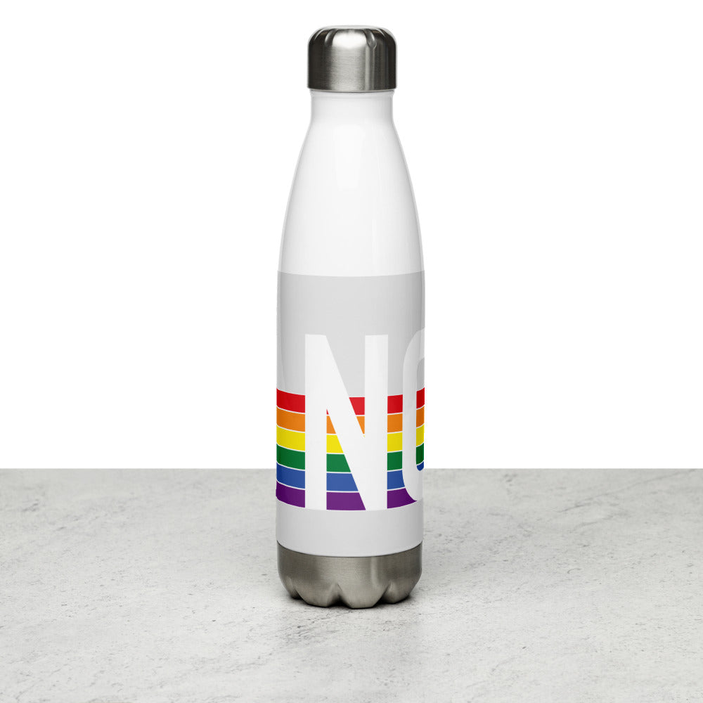 North Carolina Retro Pride Rainbow Stainless Steel Water Bottle