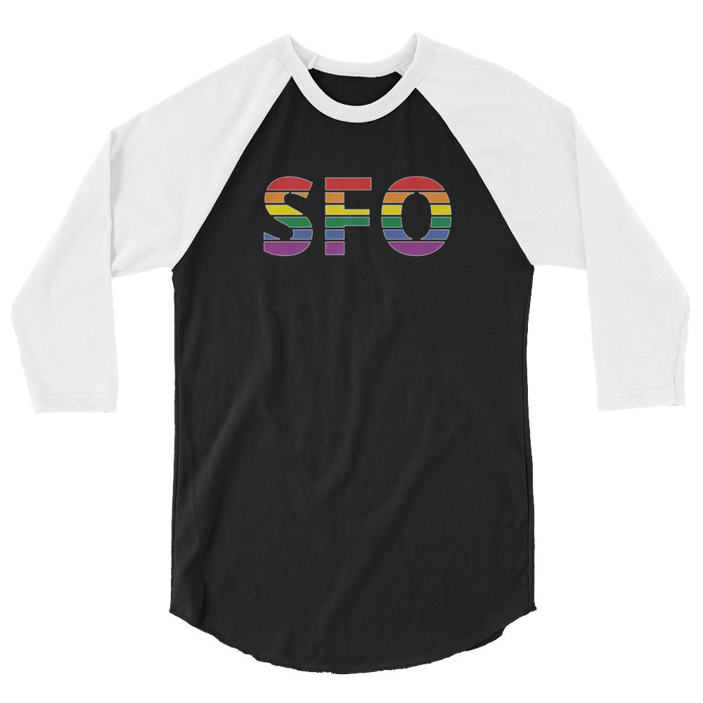 San Francisco International Airport Pride 3/4 sleeve raglan shirt