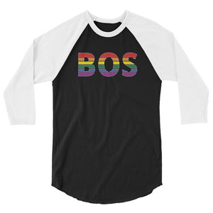 Boston Logan International Airport Pride 3/4 sleeve raglan shirt