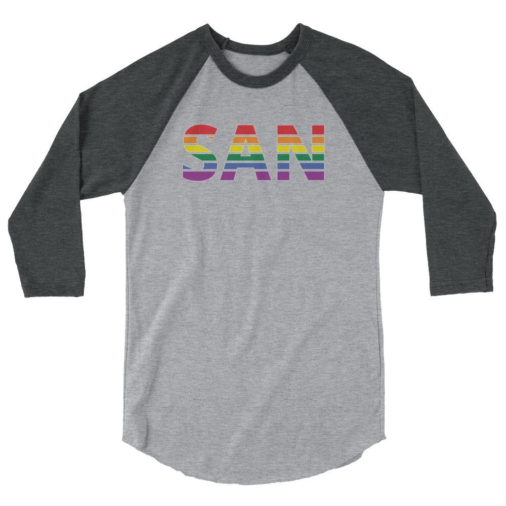 San Diego International Airport Pride 3/4 sleeve raglan shirt