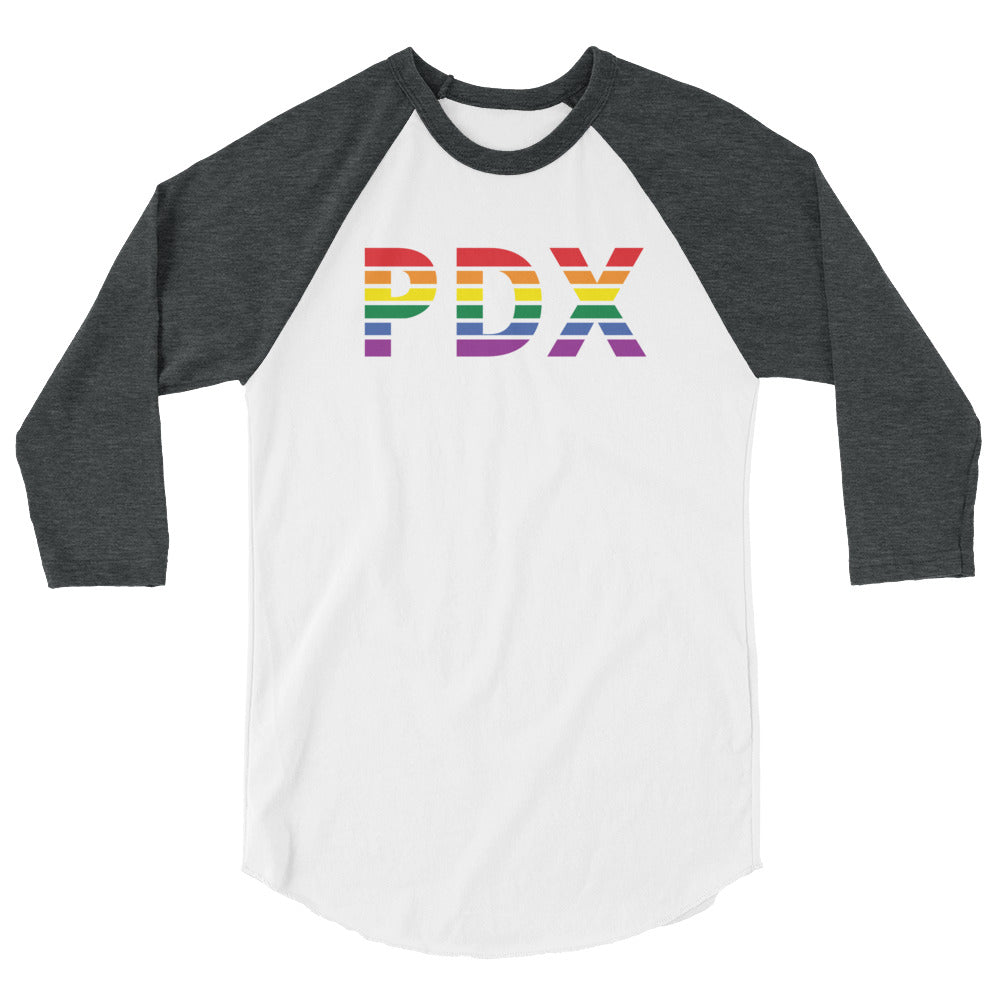 Portland International Airport Pride 3/4 sleeve raglan shirt