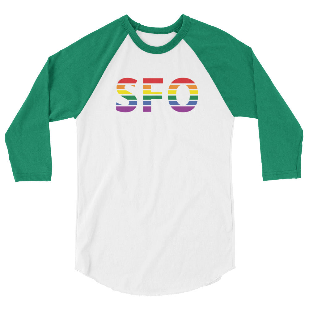 San Francisco International Airport Pride 3/4 sleeve raglan shirt