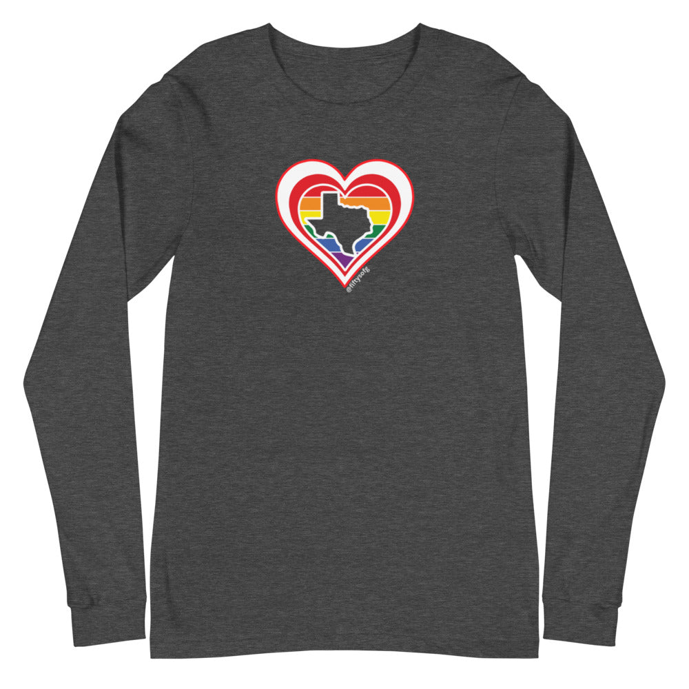 Texas Retro Pride Heart - Unisex Long Sleeve Tee