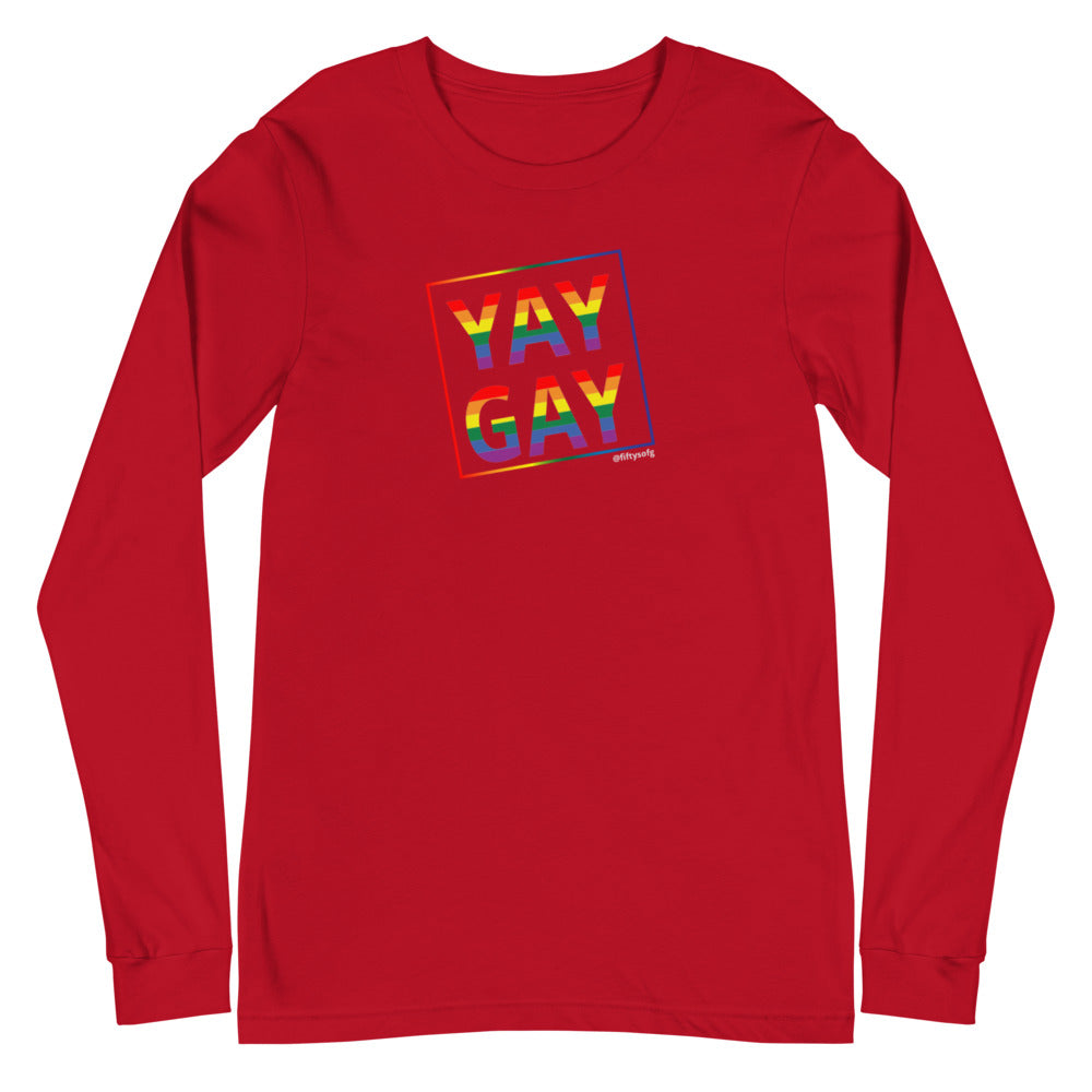 YAY GAY - Square Pride Design - Unisex Long Sleeve Tee
