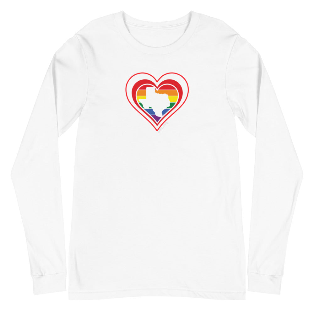 Texas Retro Pride Heart - Unisex Long Sleeve Tee