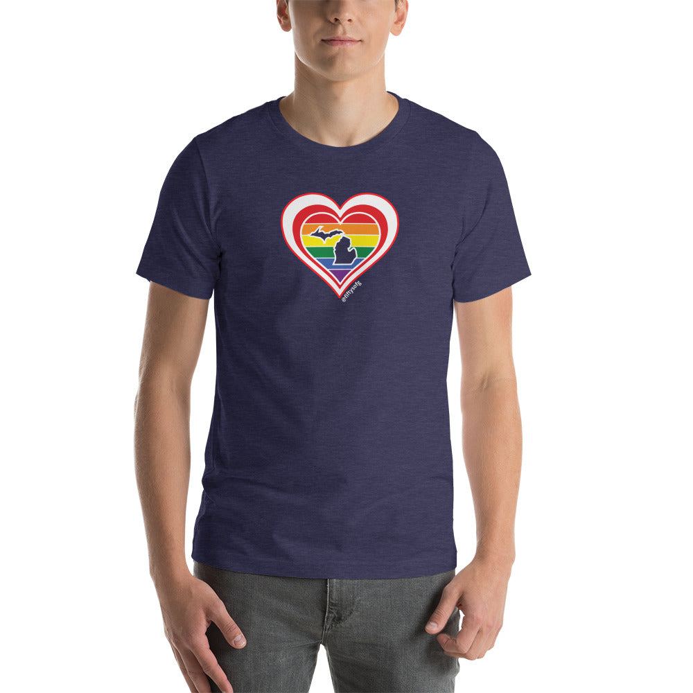 Michigan Retro Pride Heart - Short-Sleeve Unisex T-Shirt