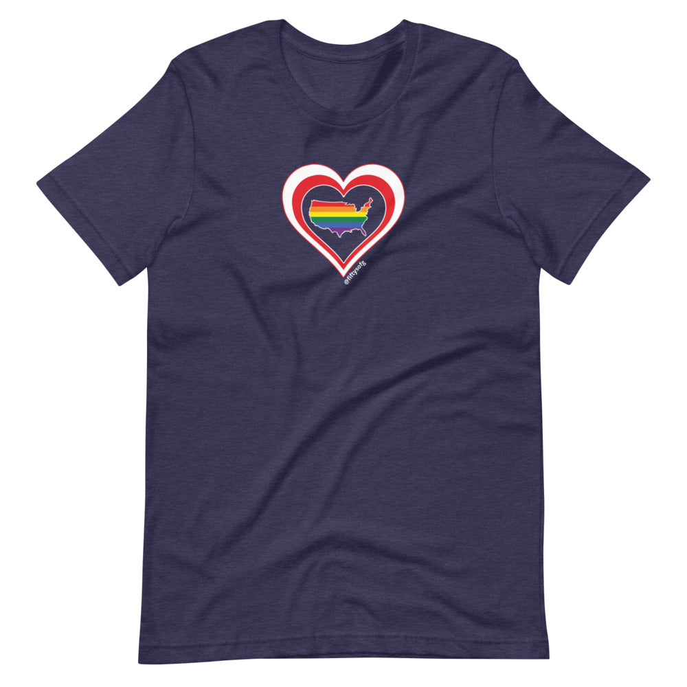 USA Retro Pride United States Heart - Short-Sleeve Unisex T-Shirt