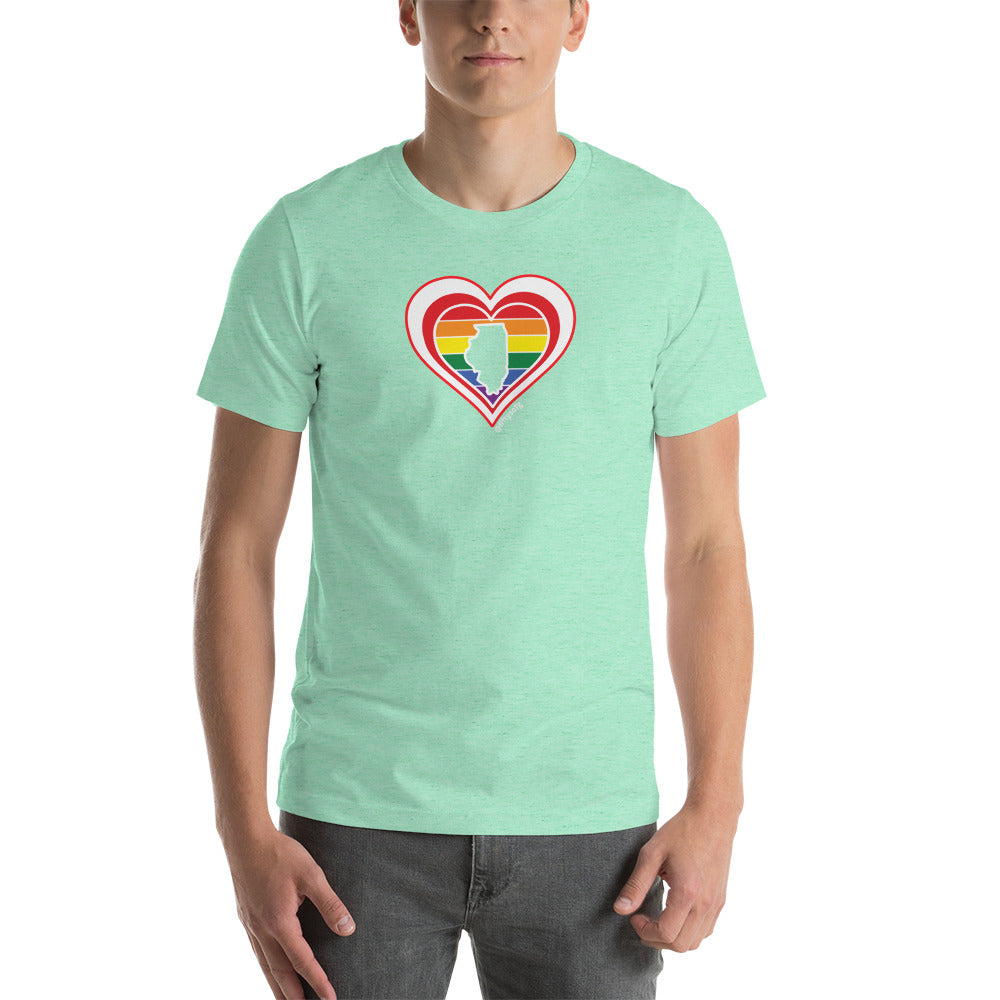 Illinois Retro Pride Heart - Short-Sleeve Unisex T-Shirt